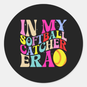 In My Softll Catcher Era Groovy Softll Lover Game Classic Round Sticker