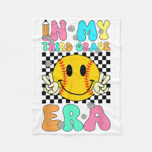 In My Softll Third Grade Era Retro Smile Face Firs Fleece Blanket