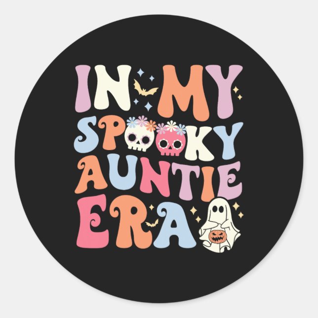 In My Spooky Auntie Era Halloween Groovy Witchy Sp Classic Round Sticker (Front)