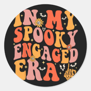 In My Spooky Engaged Era Groovy Wedding Bride Hall Classic Round Sticker