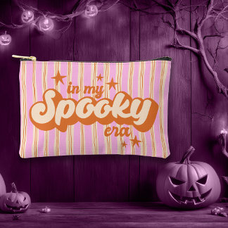 In My Spooky Era Orange and Purple Striped Accessory Pouch