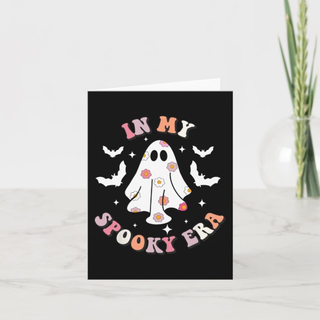 In My Spooky Era Retro Groovy Cute Ghost Spooky Ha Card (Front)