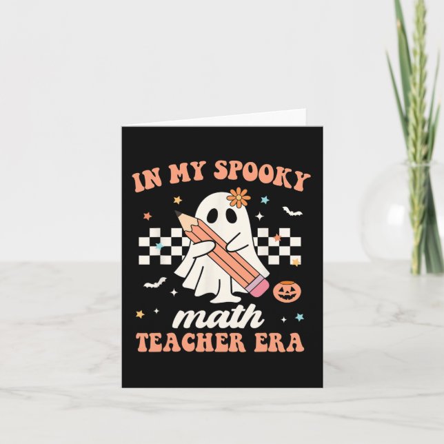 In My Spooky Math Teacher Era Groovy Retro Hallowe Card (Front)