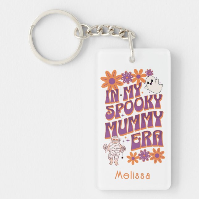 In My Spooky Mummy Era Monogram Name Halloween  Key Ring (Front)