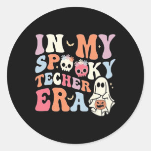 In My Spooky Teacher Era Retro Halloween  Classic Round Sticker