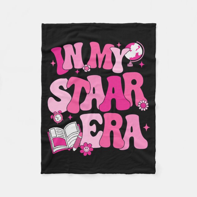 In My Staar Era Teacher Test Day State Testing Kid Fleece Blanket (Front)