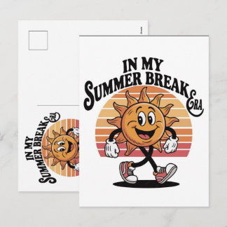 In My Summer Break Era Cartoon Sun Tee Holiday Postcard