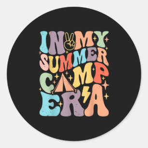In My Summer Camp Era Retro Groovy Summer Break Wo Classic Round Sticker