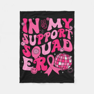 In My Support Squad Era Groovy Breast Cancer Aware Fleece Blanket