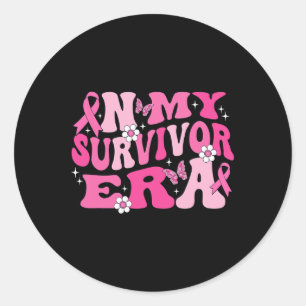 In My Survivor Era Pink Ribbon Breast Cancer  Classic Round Sticker