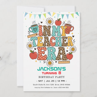"In My Teacher Era" Retro Birthday Invitation