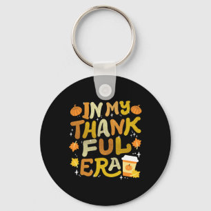 In My Thankful Era Retro Groovy Thanksgiving Women Key Ring