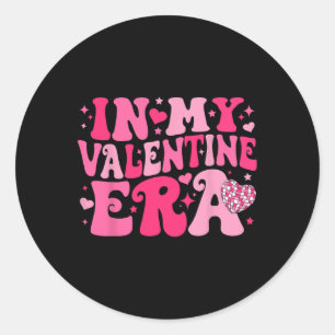 In My Valentine Era Retro Valentines Day Women Hea Classic Round Sticker