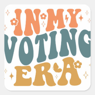 In My Voting Era Retro Wavy Square Sticker