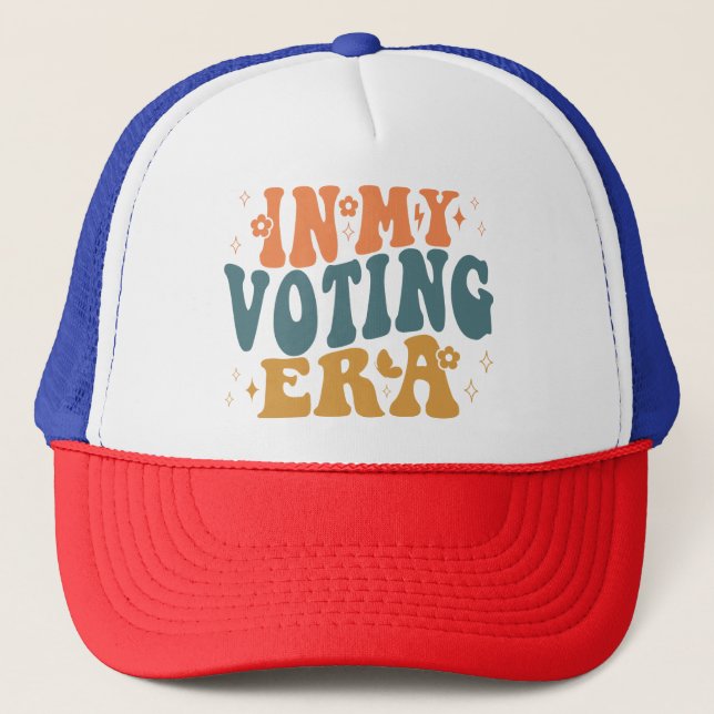In My Voting Era Retro Wavy Trucker Hat (Front)