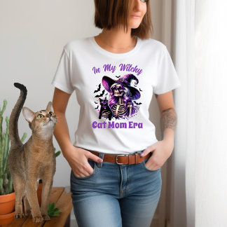 In My Witchy Cat Mum Era Skeleton Witch Black Cat T-Shirt
