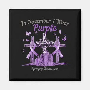 In November I Wear Purple Cross Pumpkin Epilepsy A Magnet