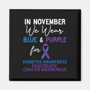 In November We Wear Blue and Purple Diabetes Pancr Magnet