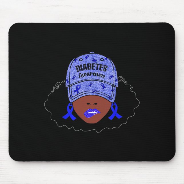In November We Wear Blue Black Girl Diabetes Aware Mouse Pad (Front)