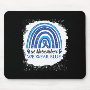 In November We Wear Blue Bleached Rainbow Blue Rib Mouse Pad
