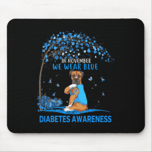 In November We Wear Blue Boxer Tattoo Dog Diabetes Mouse Pad