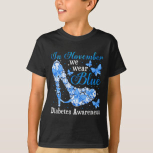 In November We Wear Blue Butterflies Diabetes Awar T-Shirt
