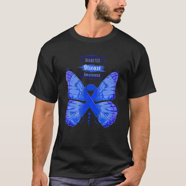 In November We Wear Blue Cure Diabetes Awareness B T-Shirt (Front)