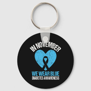 In November We Wear Blue Diabetes Awareness Blue R Key Ring