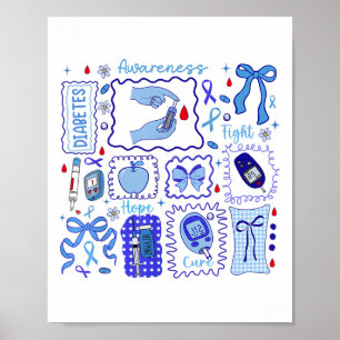In November We Wear Blue Diabetes Awareness Fight  Poster