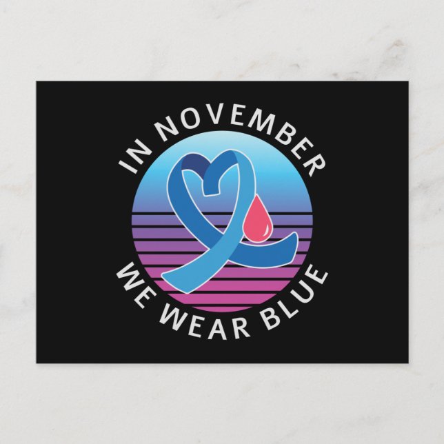 In November We Wear Blue diabetes awareness month Postcard (Front)