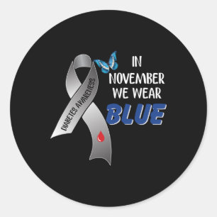 In November We Wear Blue Diabetes Awareness Ribbon Classic Round Sticker