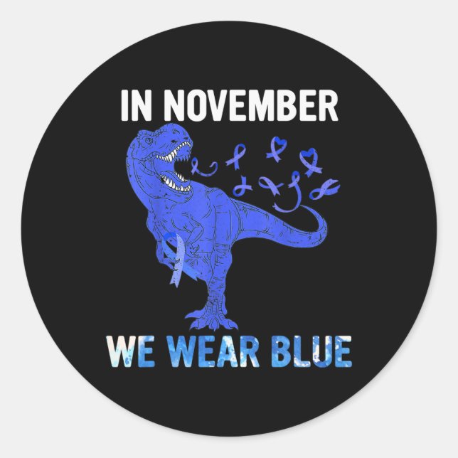 In November We Wear Blue Diabetes Awareness Toddle Classic Round Sticker (Front)