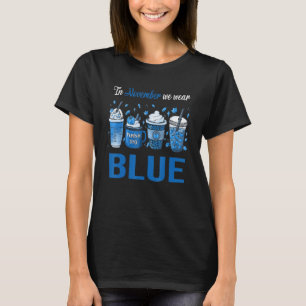 In November We Wear Blue Diabetes Fall Coffee Latt T-Shirt