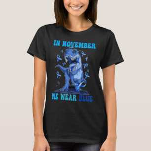 In November We Wear Blue Dinosaur Diabetes Awarene T-Shirt