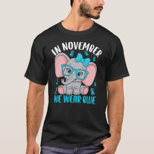In November We Wear Blue Elephant Diabete Awarenes T-Shirt
