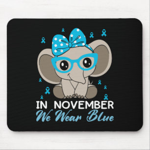 In November We Wear Blue Elephant Diabetes Awarene Mouse Pad