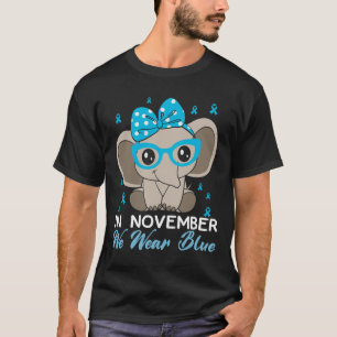 In November We Wear Blue Elephant Diabetes Awarene T-Shirt