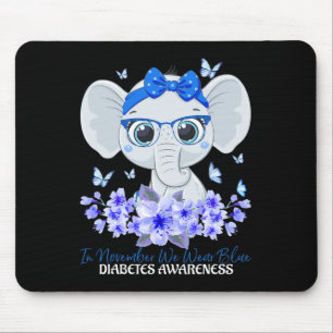 In November We Wear Blue Elephant T1d Diabetes Awa Mouse Pad