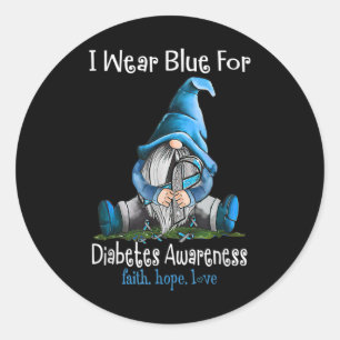 In November We Wear Blue Gnome Diabetes Awareness Classic Round Sticker