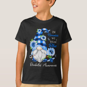 In November We Wear Blue Gnome Diabetes Awareness T-Shirt