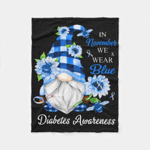 In November We Wear Blue Gnomes Diabetes Awareness Fleece Blanket