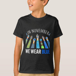 In November We Wear Blue Hands Diabetes Awareness  T-Shirt