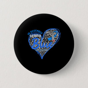 In November We Wear Blue Heart Leopard Diabetes Aw 6 Cm Round Badge