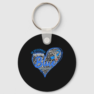 In November We Wear Blue Heart Leopard Diabetes Aw Key Ring