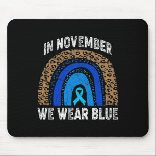In November We Wear Blue Leopard Rainbow Diabetes Mouse Pad