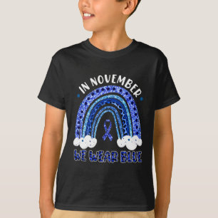 In November We Wear Blue Leopard Rainbow Diabetes  T-Shirt