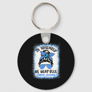 In November We Wear Blue Messy Bun Diabetes Awaren Key Ring