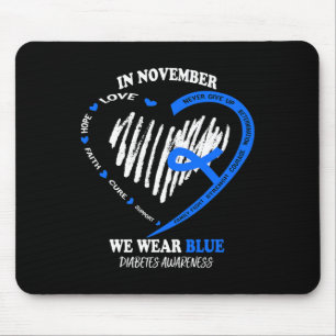 In November We Wear Blue Messy Bun Diabetes Awaren Mouse Pad