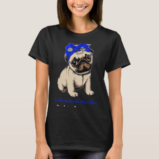 In November We Wear Blue Pug Dog Diabetes Awarenes T-Shirt