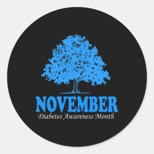 In November We Wear Blue Pumpkin Diabetes Awarenes Classic Round Sticker